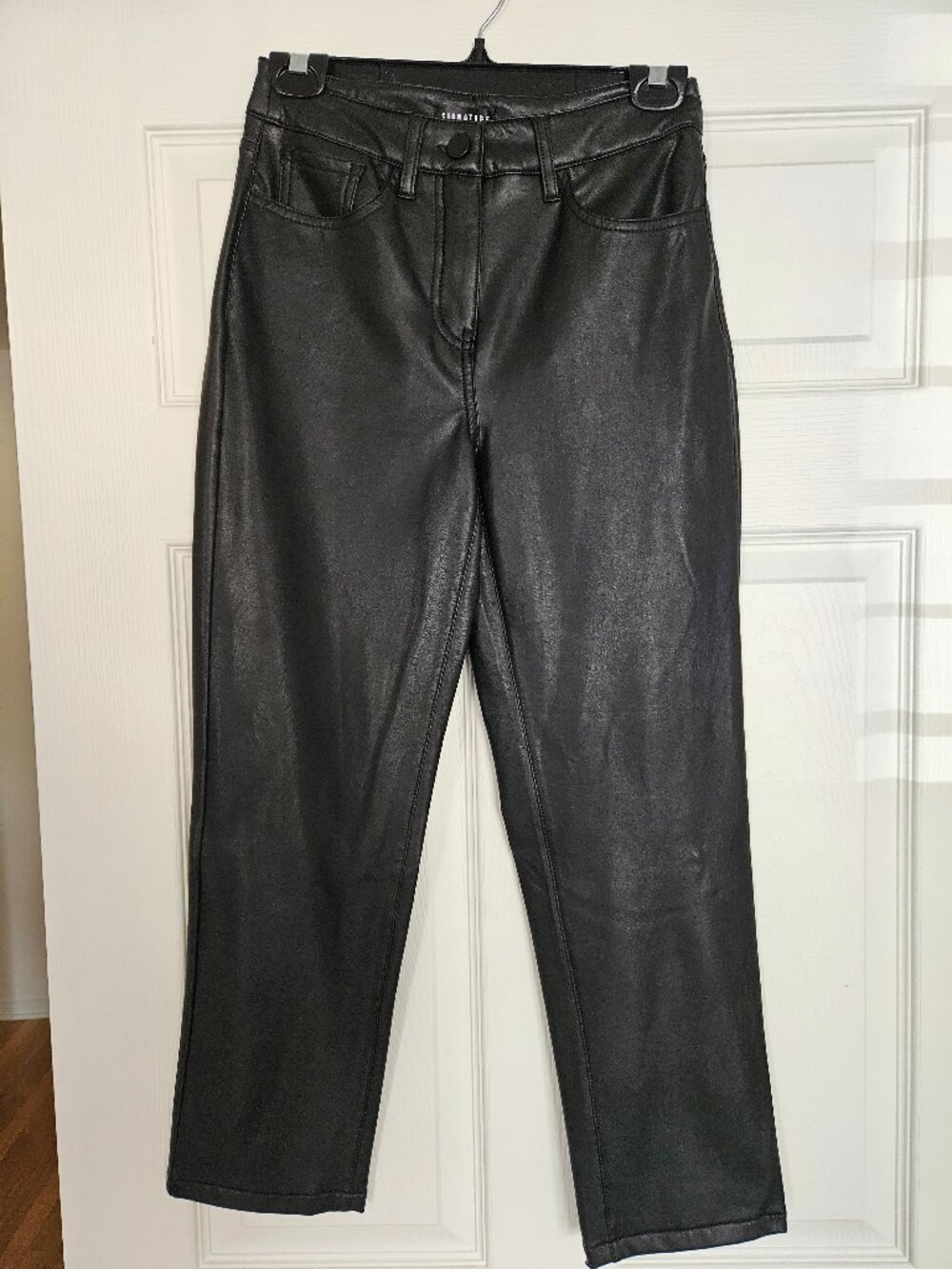 Straight Leg High Rise Faux Leather Pants